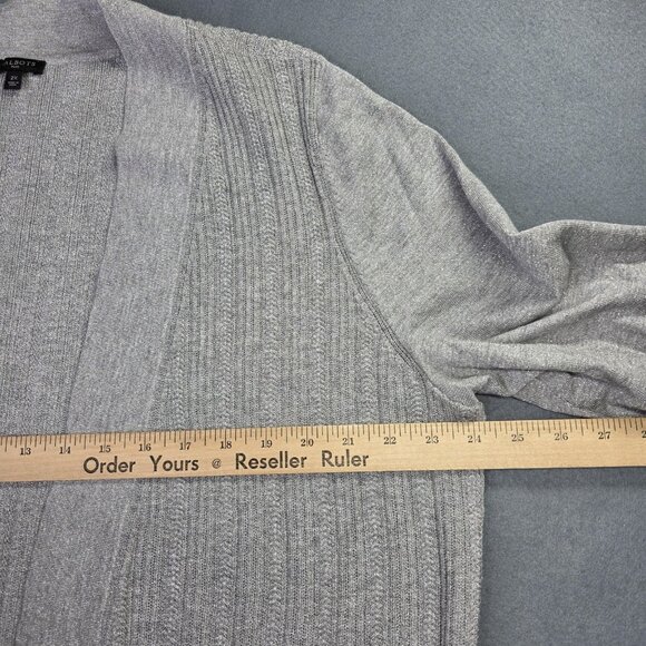 Talbots Plus Cardigan Sweater Womens 2X Gray Open Ribbed Metallic Knit Party - Picture 8 of 12